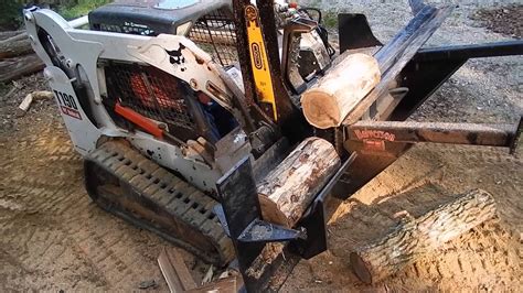 wood splitter for a skid steer|bobcat attachments wood cutter splitter.